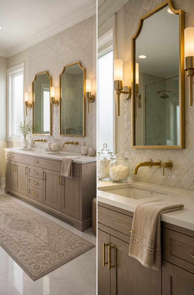 A 60-inch vanity with a mirror that is 54–58 inches wide.