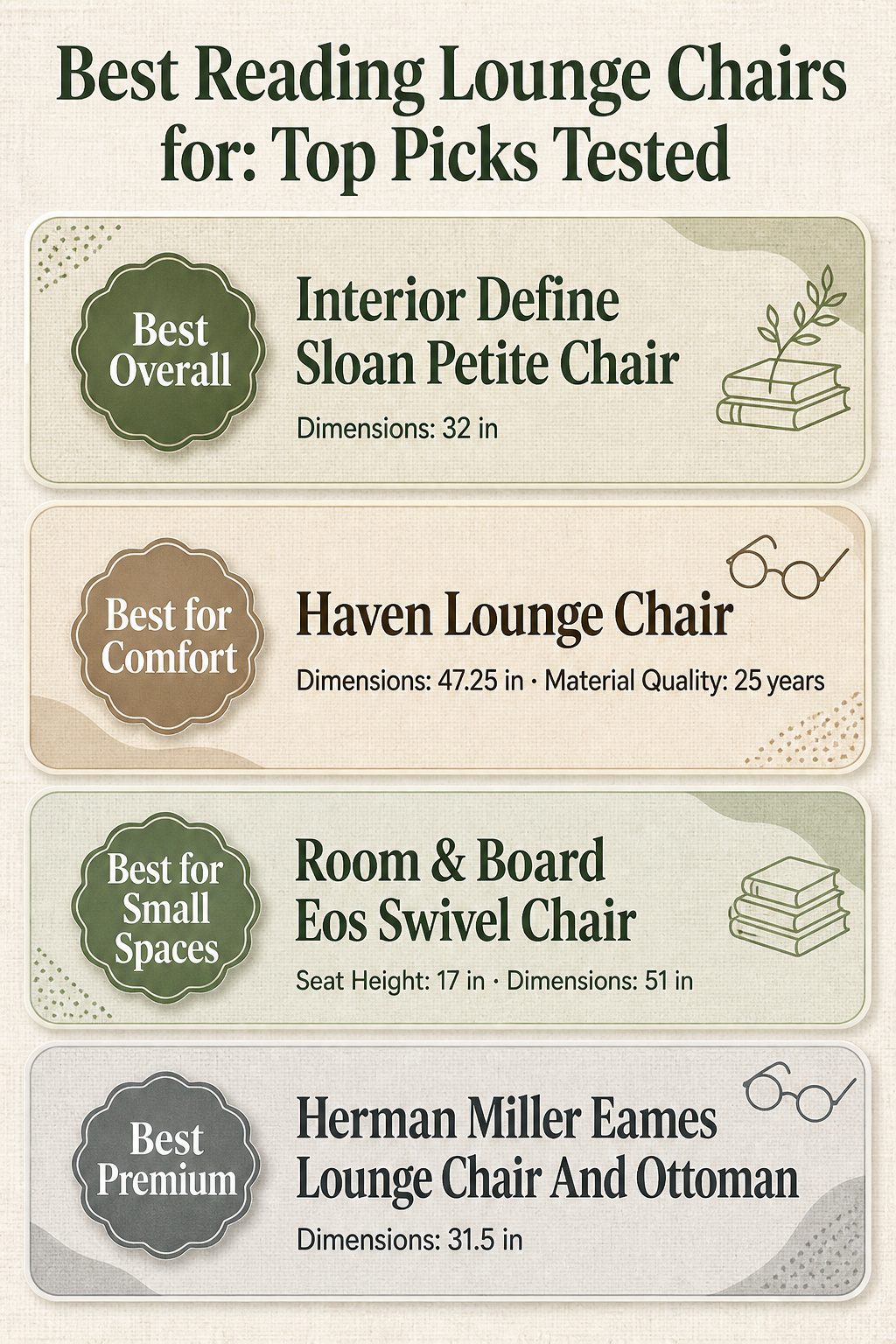 Infographic comparing different reading lounge chairs