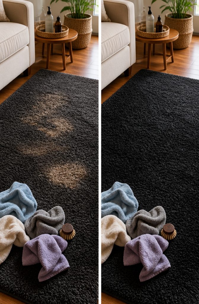 A person demonstrates the wrong technique by rubbing a stain.