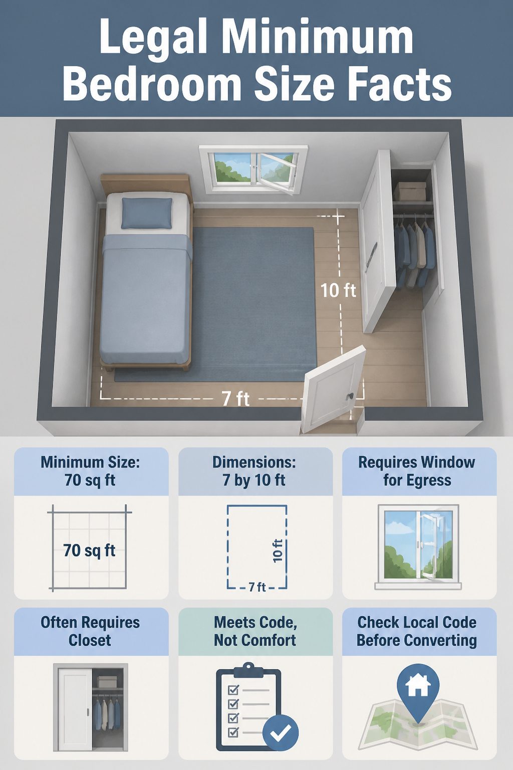 An informational image about legal bedroom size requirements.
