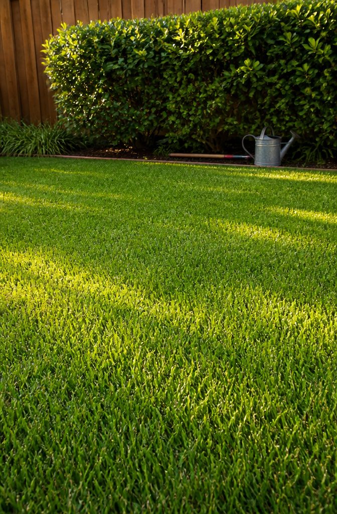 A close-up of a well-manicured lawn with grass trimmed to under two inches.