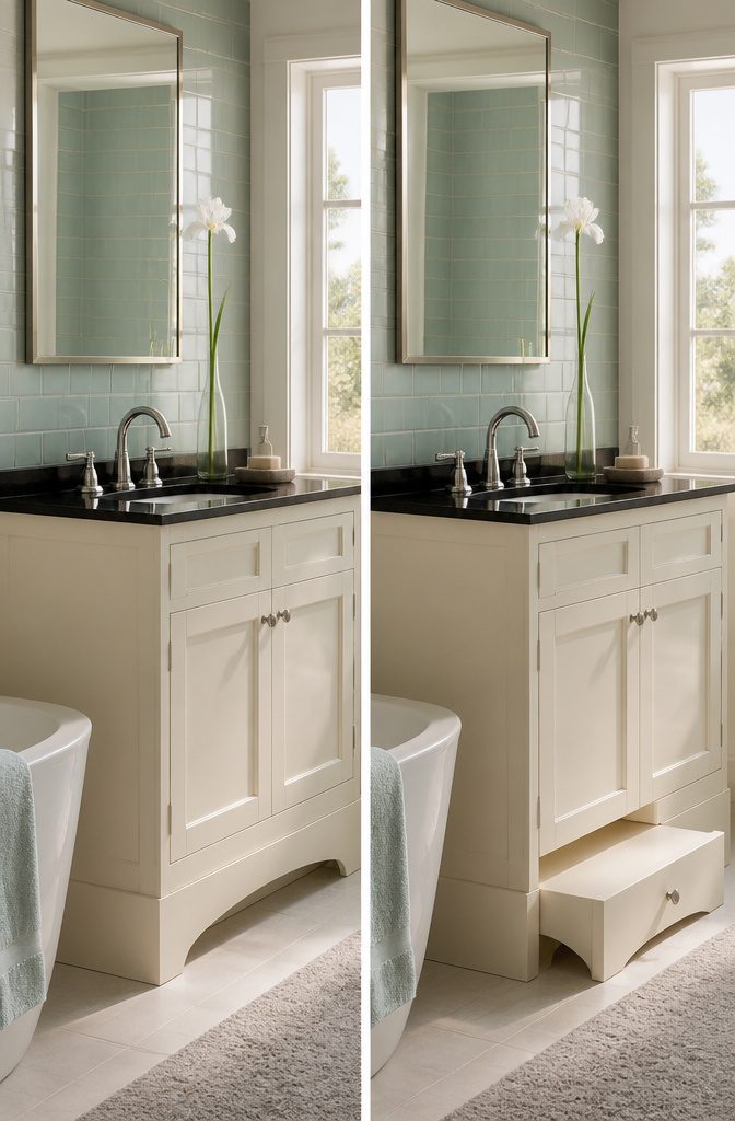 A 36-inch comfort height vanity with a sleek design and undermount sink.