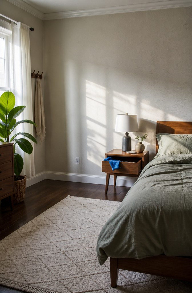 A note on cleaning frequency for bedroom walls in city apartments.