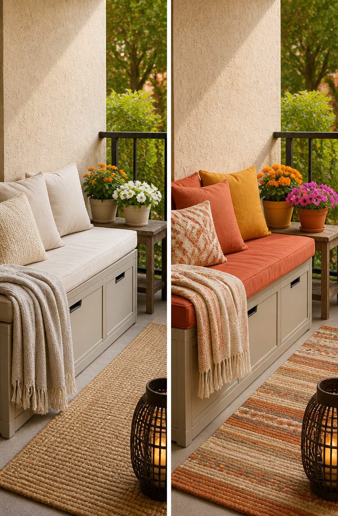 Seasonal decor items for a balcony refresh.
