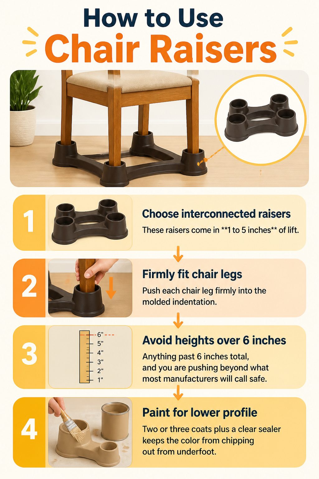 Image showing interconnected chair raisers designed for stability.