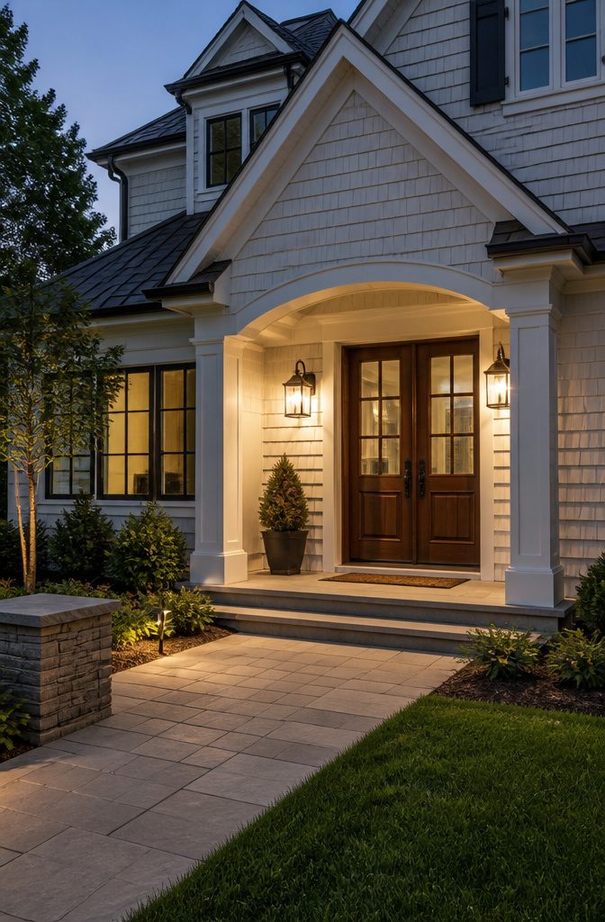 A wall-mounted light fixture near an entryway.