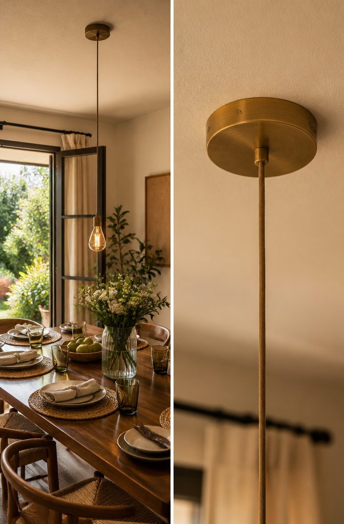 An image illustrating plug-in and hardwired pendant light options.