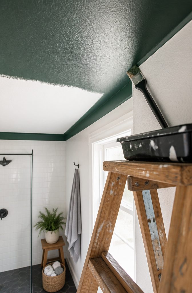 Angled brush cutting in a two-to-three-inch band around the ceiling.