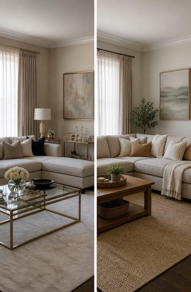 A spacious living room with elegant furniture arranged for hosting guests.