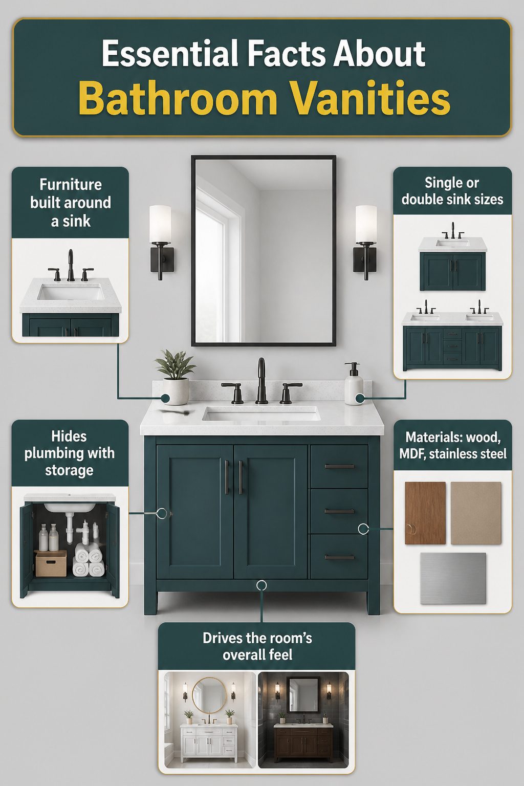 An information image detailing facts about bathroom vanities.