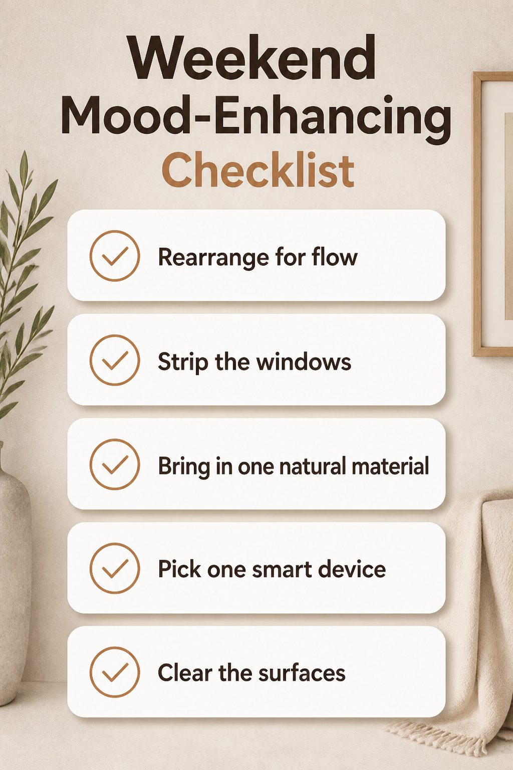 A checklist for weekend home improvements to create a contemporary look.
