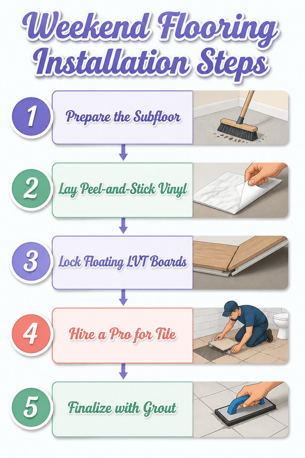A checklist for weekend flooring installation steps.