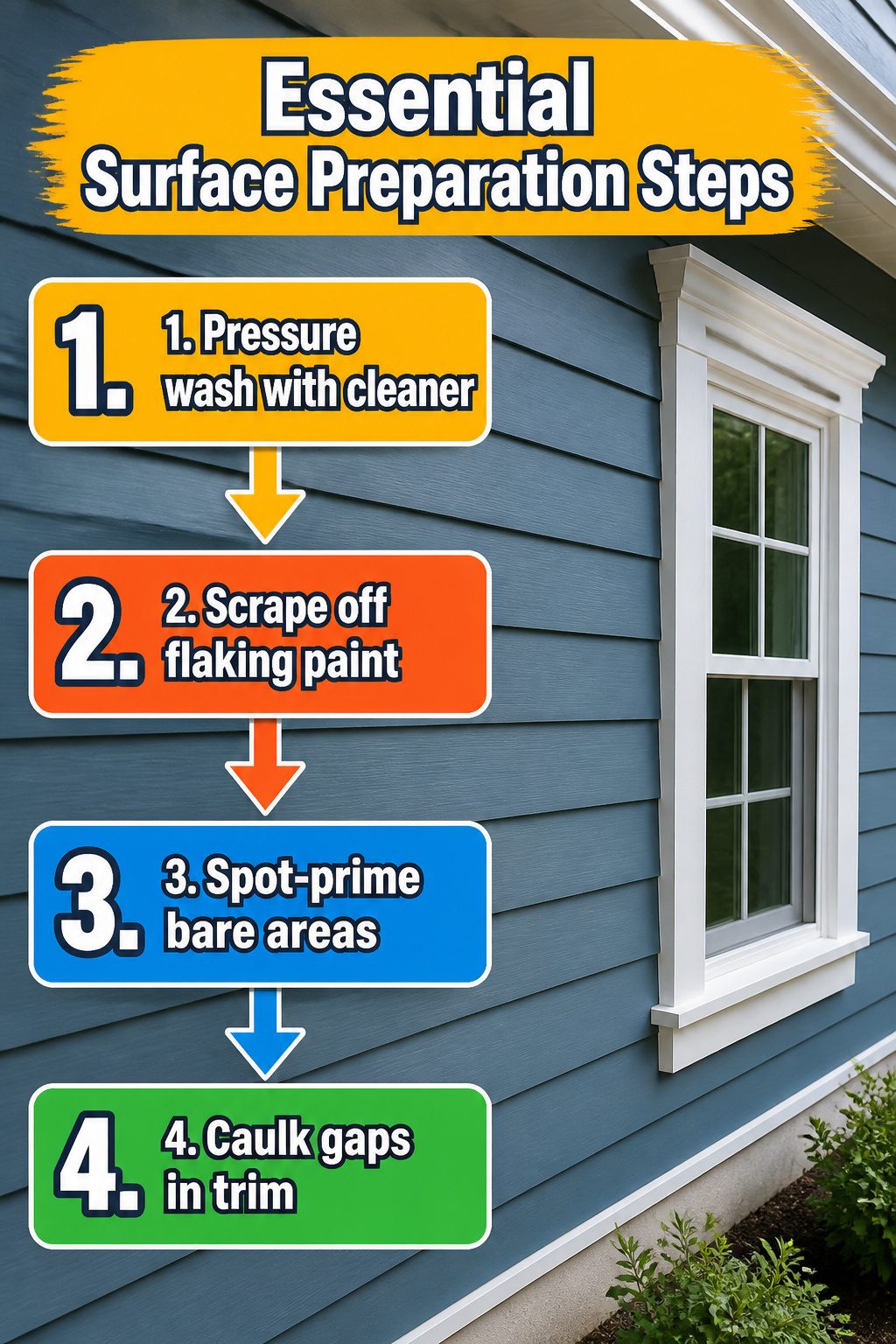 A checklist showing critical steps for preparing a surface for painting.